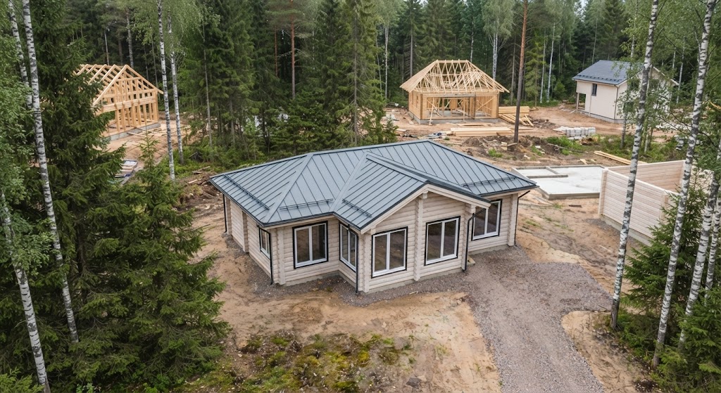 Окна REHAU — дом из бревна, проект Окна ТОП