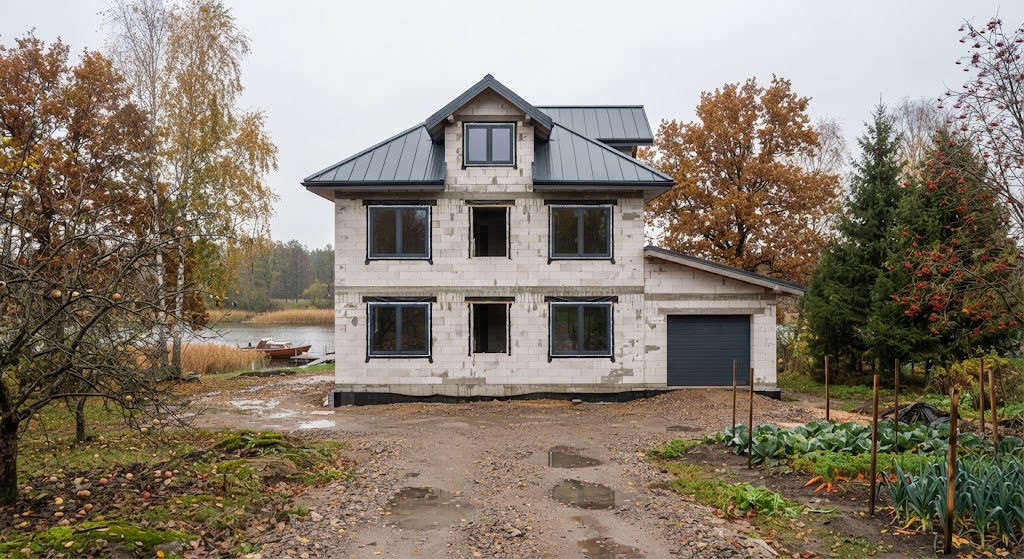 Окна REHAU — двухэтажный дом из газоблока, проект Окна ТОП