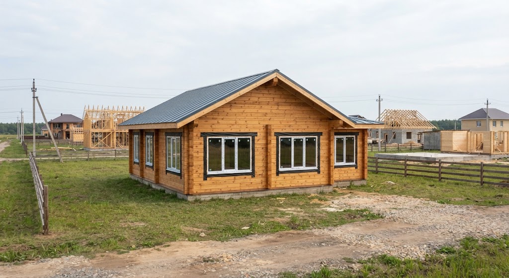 Окна REHAU — дом из бруса, проект Окна ТОП