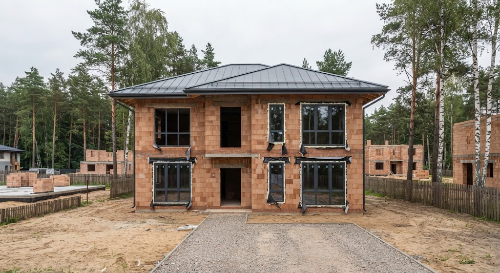 Дом из Paratherm: монтаж окон REHAU в стройке